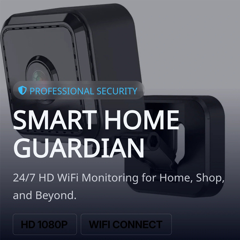 磁吸免打孔无线WiFi监控摄像头手机远程告警推送网络卡片机批发