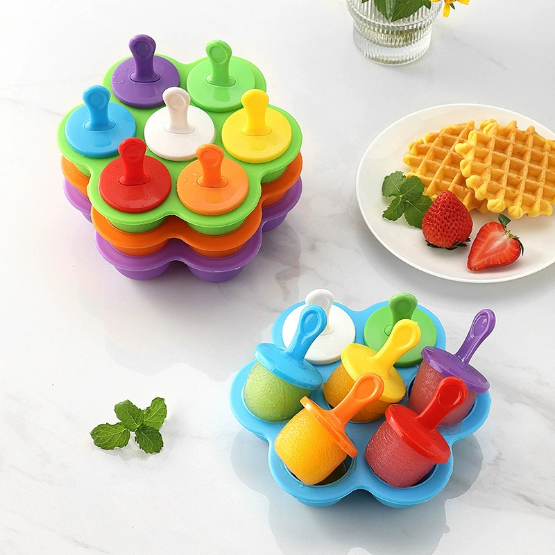 Кросс-бортовой ходовой семь отверстий силиконовая модель эским popsicle DIY домашний ледяной формIce модель ледяной сетки ледяной лоток
