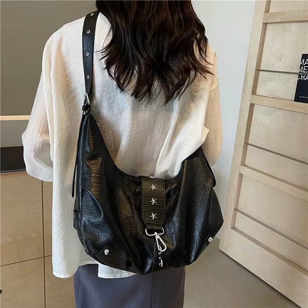 Retro Pu Leather Large-Capacity Bag for Women 2025 New Fashion Casual Shoulder Armpit Bag Work Clothing Versatile Crossbody Bag
