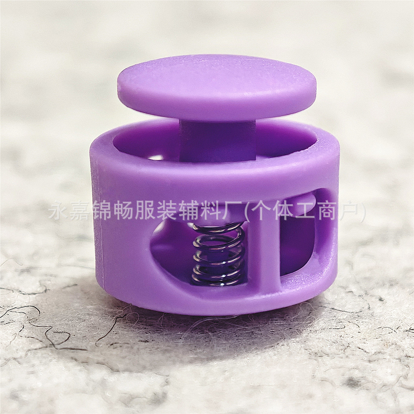 Botón de resorte de color botón de nariz de cerdo de doble agujero de plástico ajustable botón de pan antideslizante cilíndrico botón de cuerda de campana colgante de color sólido