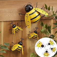 跨境现货美式乡村装饰品铁艺蜜蜂金属动物仿真工艺品墙面艺术壁挂