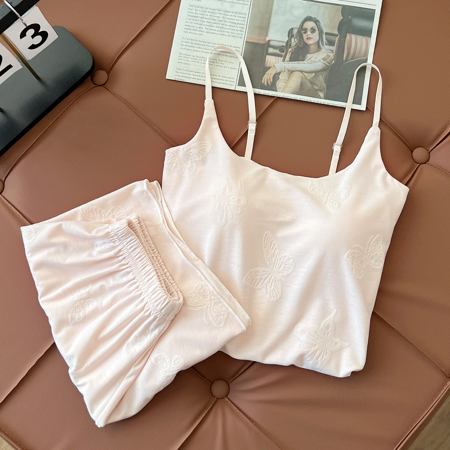 Cross-Border Export New Modal Pajamas Women's Camisole Shorts Two-Piece Set Youthful Casual Temperament Home Clothes