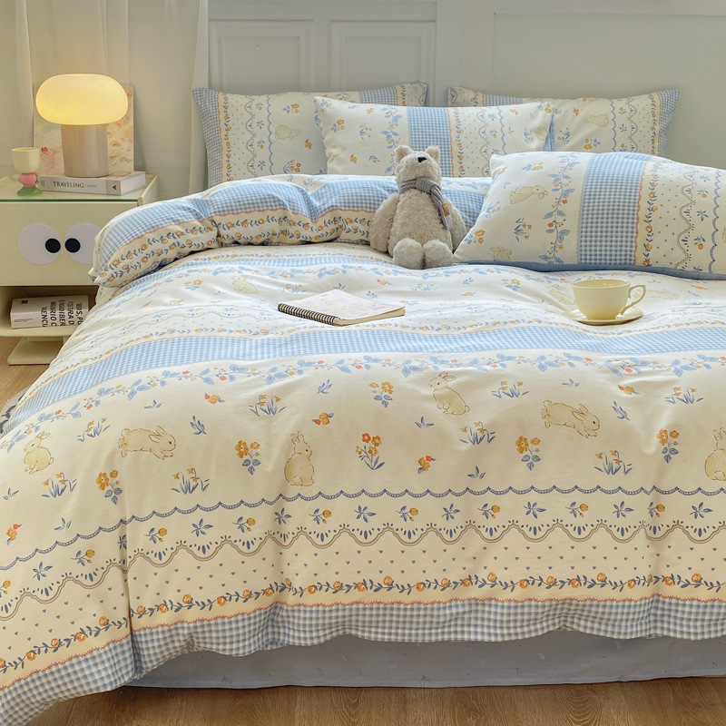 Cuatro piezas de algodón puro fresco de clase madre y niño grado ab cubierta de edredón 40 impresión doméstica de cuatro estaciones