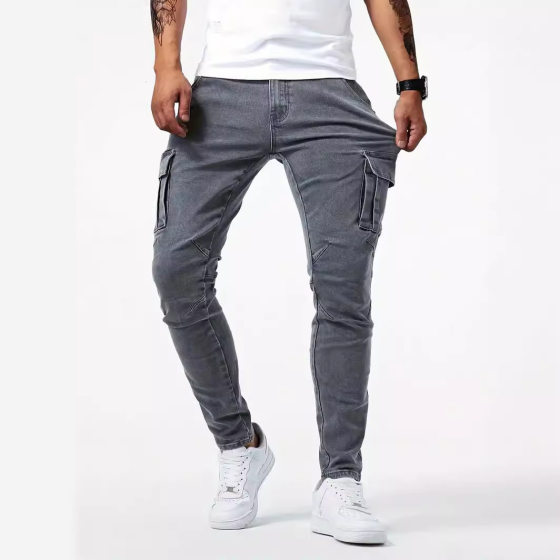 Foreign trade men's casual overalls AliExpress amazon men's Denim overalls men's multi-pocket pants labor protection pants