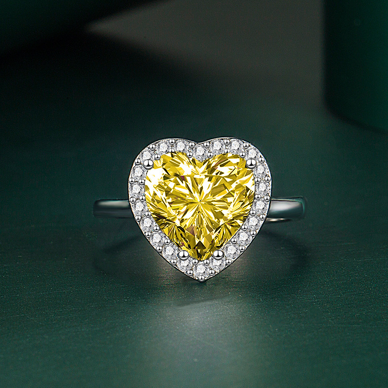 INS Style Heart Shape Copper Plating Zircon Open Ring 1 Piece