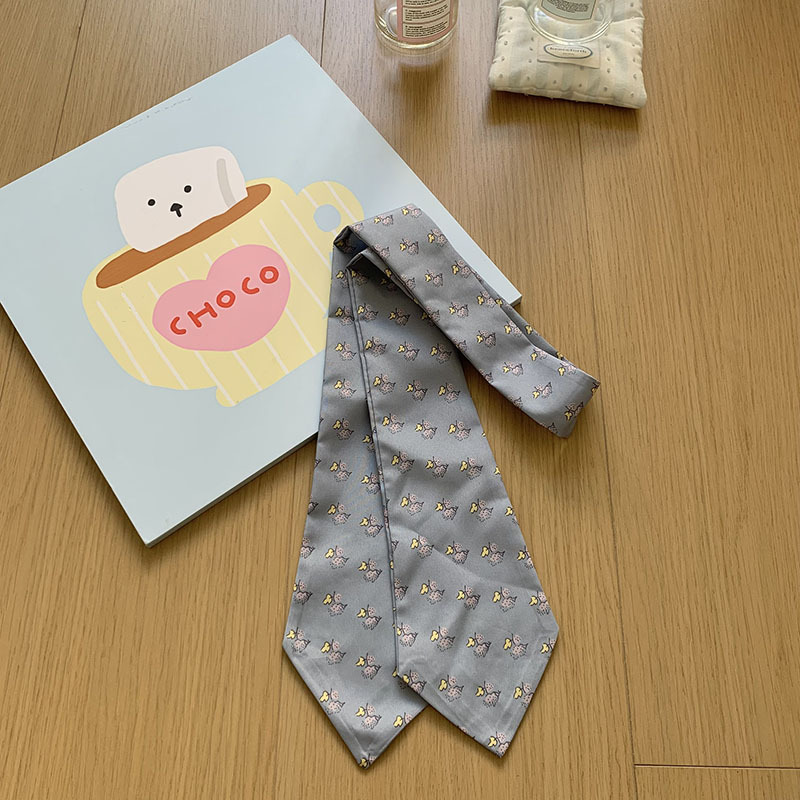 Bufanda de seda, tira larga, sentido de alta gama, nueva bufanda floral de verano, camisa y corbata, bufanda pequeña delgada, cinturón con cordones