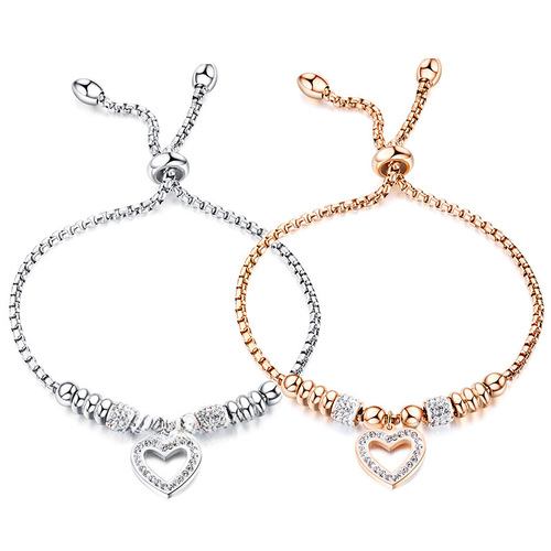 Wish Amazon Instagram New Titanium Steel Heart-Shaped Lover's Knot Diamond Pendant Necklace for Women, Simple Love Gift for Girls