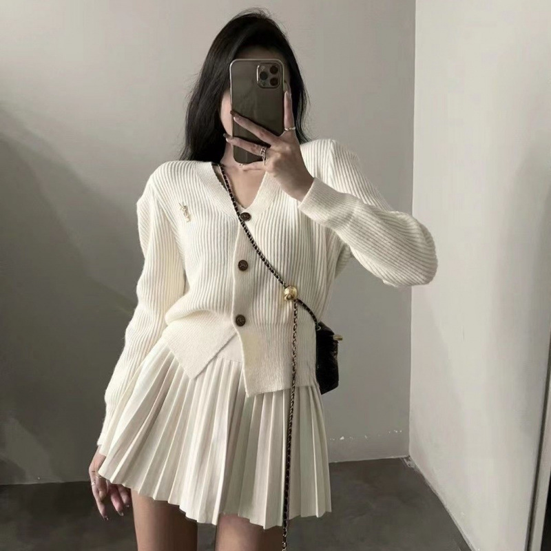 [단품] 화이트 하이웨이스트 플리츠 스커트