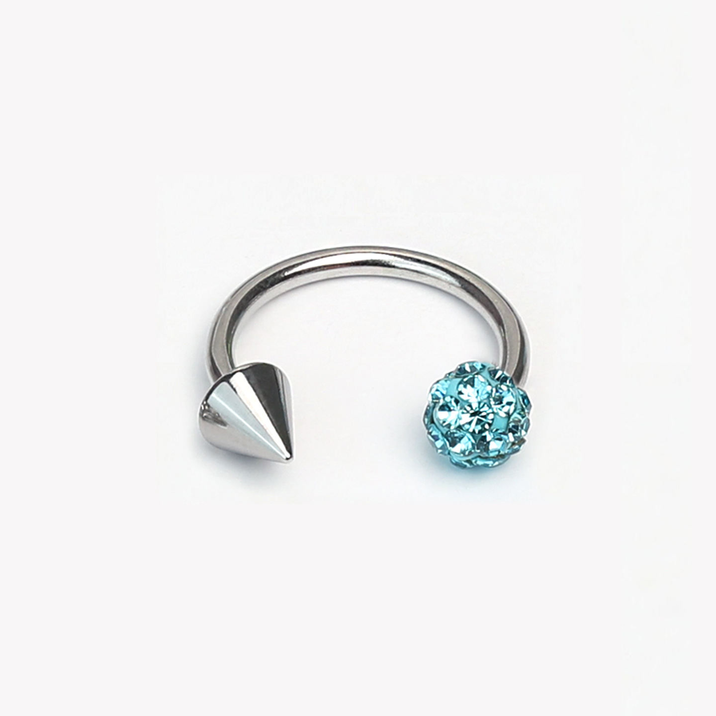 Sparkling Green Mud Ball Pointed Cone Horseshoe Lip Ring 12mm Titanium Steel External Thread Lip Stud Hot Girl Piercing Jewelry detail image 13