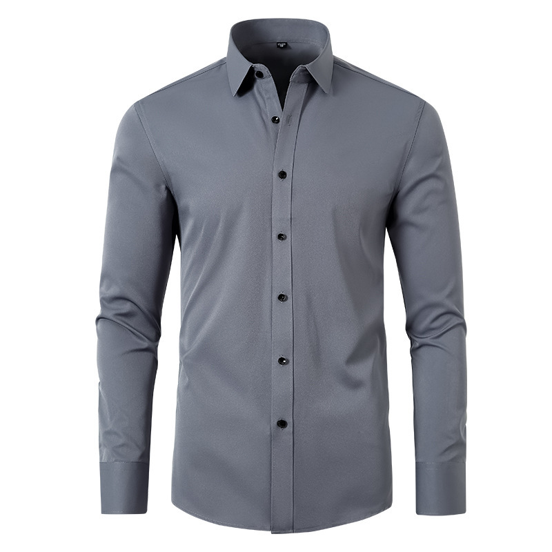 Amazon de cuatro lados de la camisa elástica de los hombres SLIM-Fit delgada camisa de los hombres del músculo anti-arrugas no-planchar cross-border ropa de los Hombres Calientes