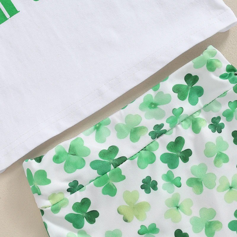 St. Patrick Pastoral Four Leaf Clover Cotton Baby Clothing Sets display picture 7