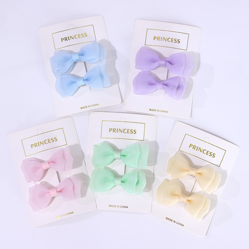 新款网纱蝴蝶结韩版时尚发饰公主女童可爱碎发夹童装配饰跨境批发