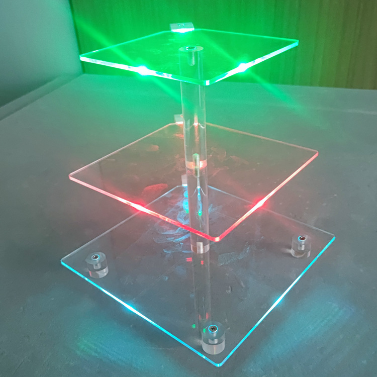 加工透明有机玻璃蛋糕展示架 多层可拆装亚克力陈列架 发光展示架