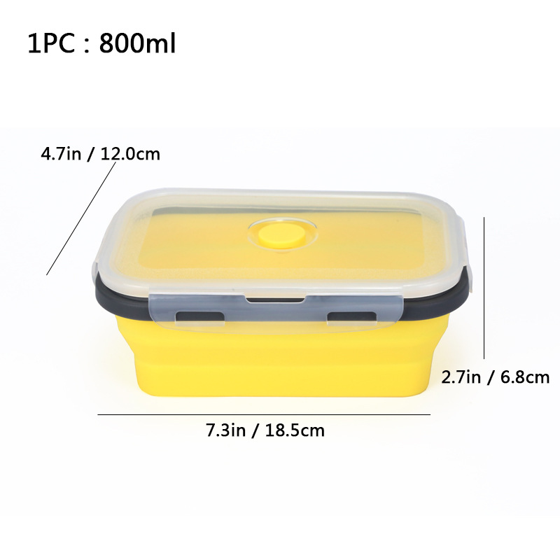 Caja de almuerzo de silicona al aire libre caja de almuerzo de silicona plegable refrigerador más nítido almuerzo portátil caja de almuerzo retráctil
