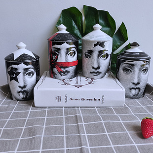Supply Cross-border Export Face Storage Pot Ceramic Cotton Swab Savings Pot Living Room Decorative Ornaments Bedroom Candle Pot