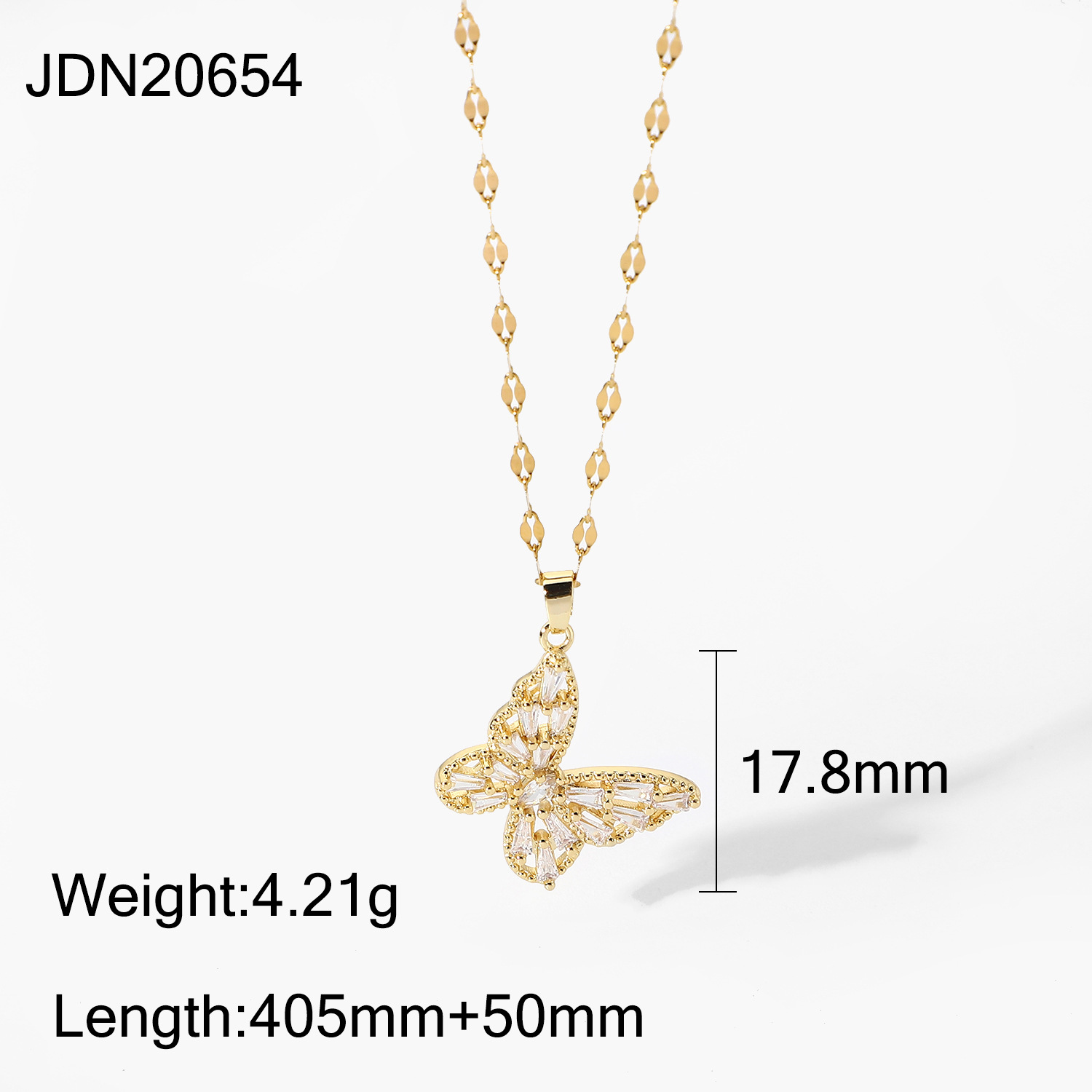Fancy Crystal Butterfly Necklace 18k Gold Stainless Steel Jewelry Gift Cubic Zircon Butterfly Pendant Necklace For Women display picture 7