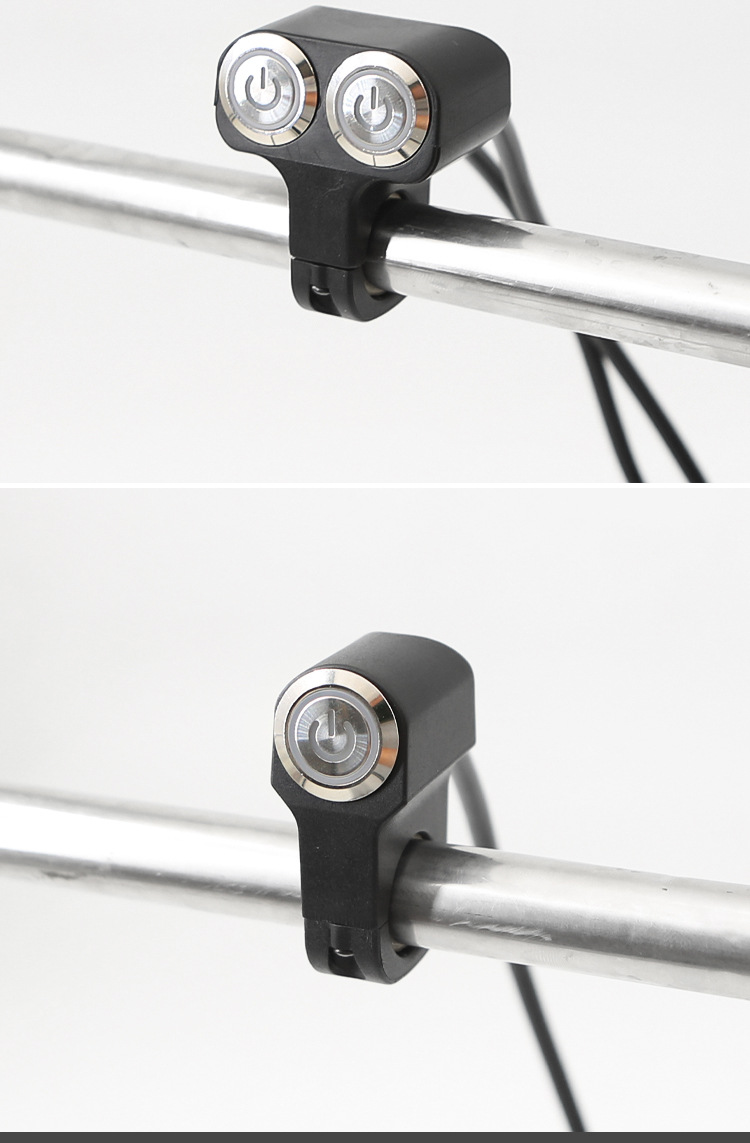 Universal Electric Vehicle Modification Switch with Single/Double Button, Headlight Electrical Self-Locking Dual-Head Motorcycle Switch