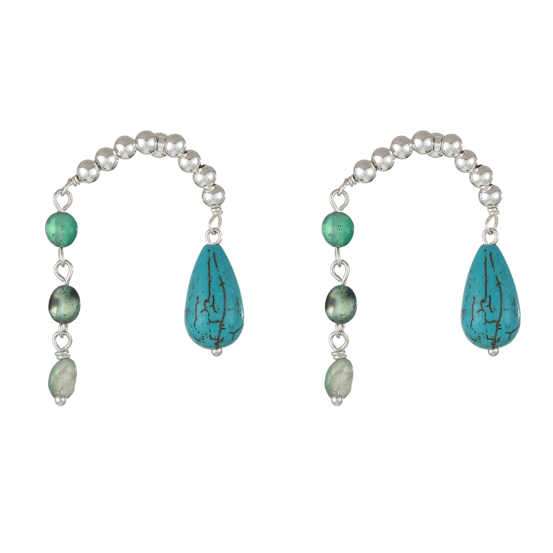 Turquoise accessory, retro fashionable brand earrings, DIY, simple and elegant design, European style