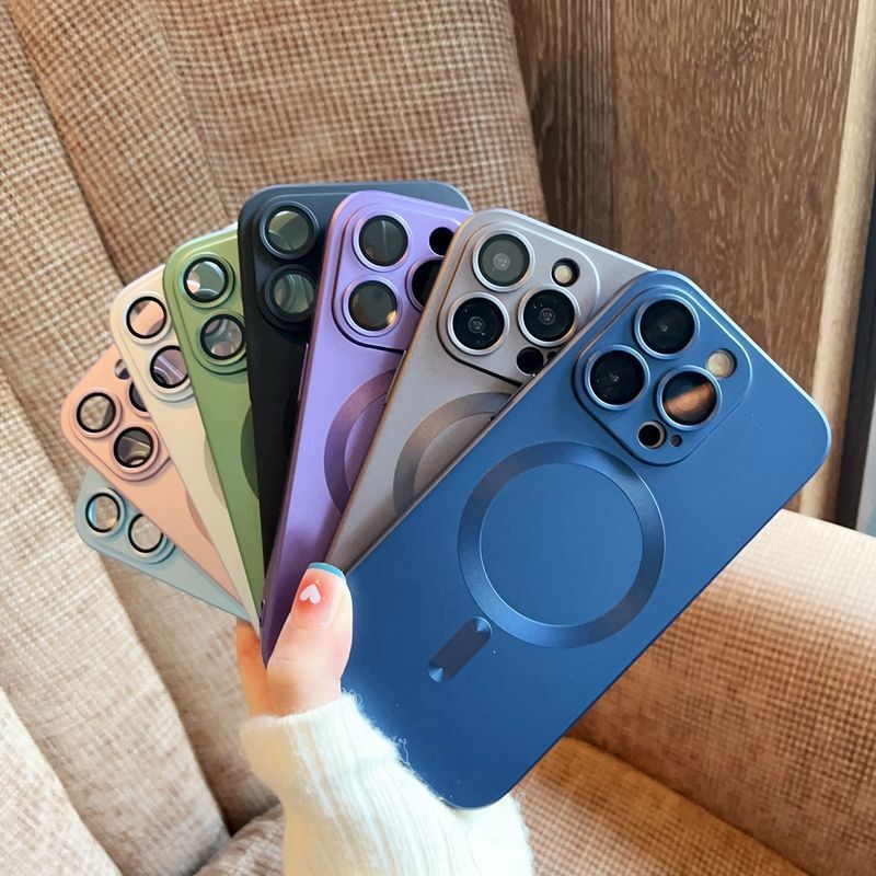 Magsafe Magnetic Suction Case Suitable for Apple 15 Mobile Phone Case iPhone 14 Promax with Lens Film Tpu Protective Case 12