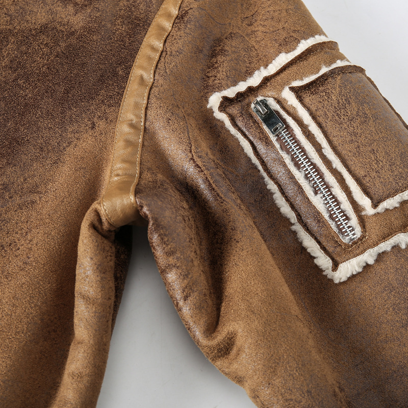 Men's Fleece Lined Leather Motorcycle Jacket With Hood Retro Style_voghion.com