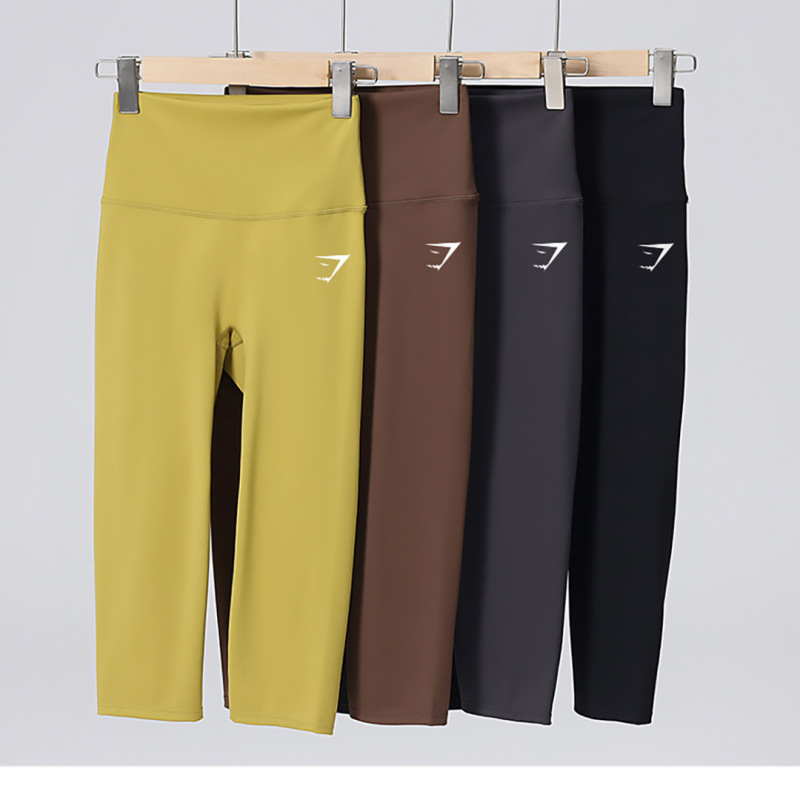带标Gymshark鲨鱼软糯七分裤外贸品质口袋女士高弹瑜伽裤Leggings|undefined