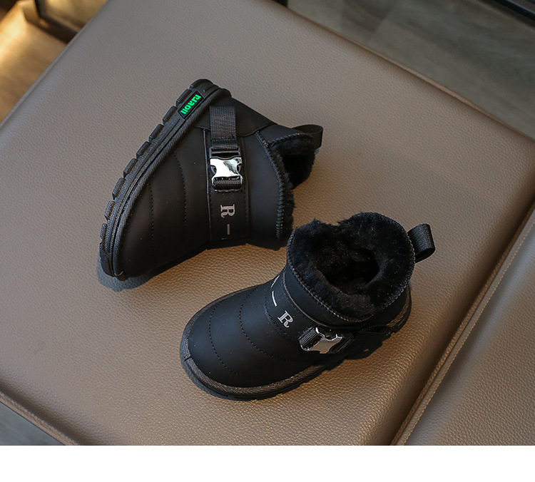 New winter cotton shoes with wool thickening boys fur one children's cotton boots waterproof_voghion.com