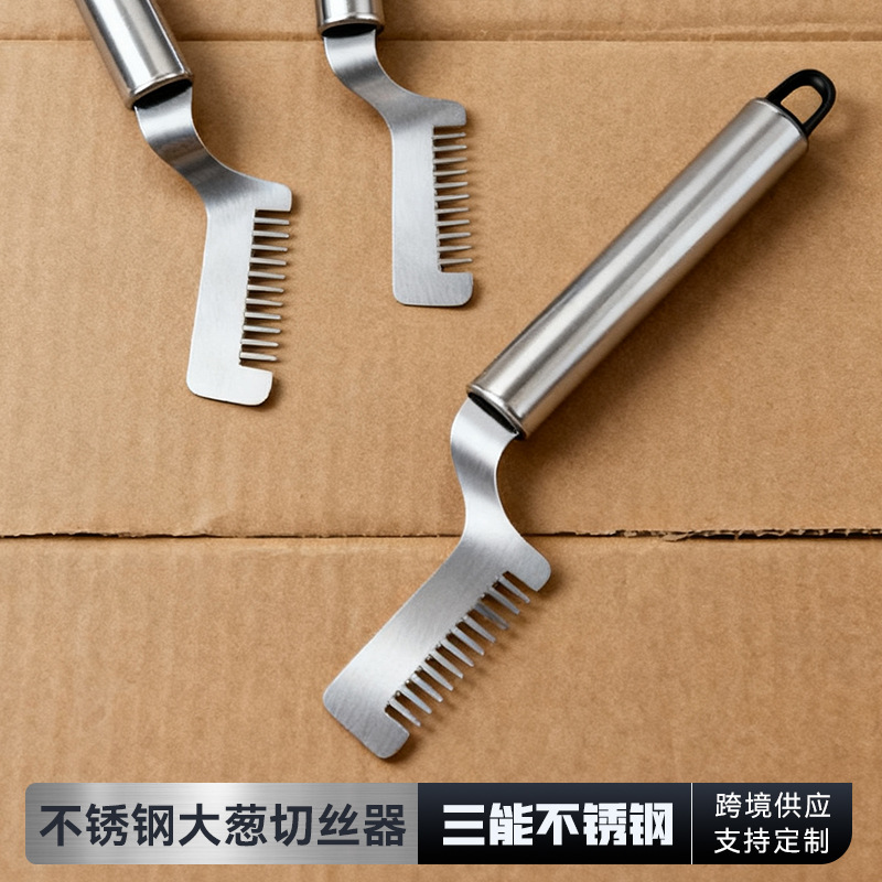 acero inoxidable multifuncional casero cebolla raspador fácil cebolla flor apio cocina cortador de cebolla cortador de herramientas raspador