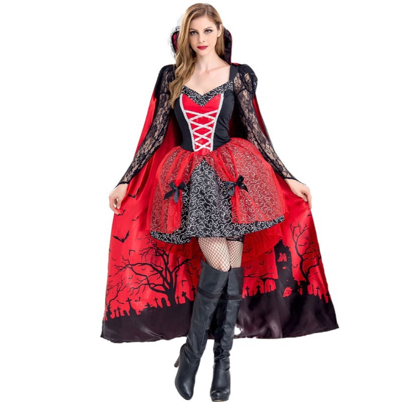 Halloween witch costume, costume party character performance attire, vampire zombie outfit, devil queen costume