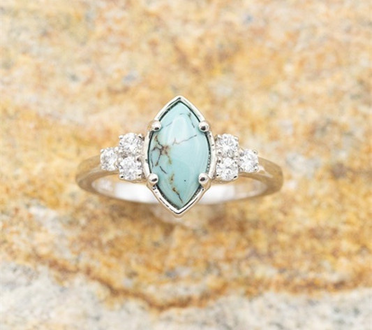 Wish New Accessories Europe and America Cross Border Creative Turquoise Diamond Three-Piece Women's Ring Ins Bracelet