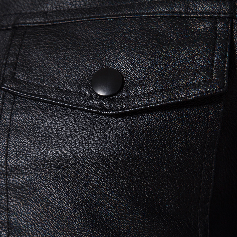 Nueva chaqueta de cuero para hombres pieles en una chaqueta de cuero PU locomotora con la solapa para hombres gruesa chaqueta de cuero coreana chaqueta delgada
