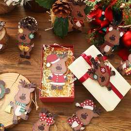 36件圣诞驯鹿木制挂饰套装 -复古做旧风格装饰圣诞树假日室内装饰