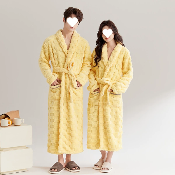Jacquard nightgown checkered yellow