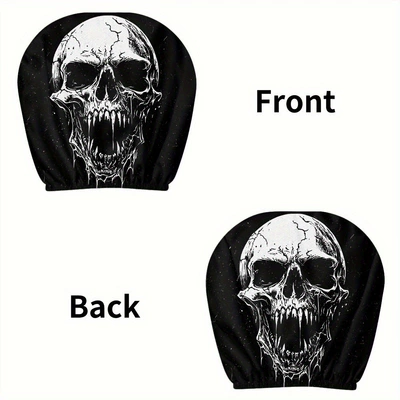pullover printed car headrest cover, TEMU | Universal seat cover - skull-double-sided-printing-1-piece