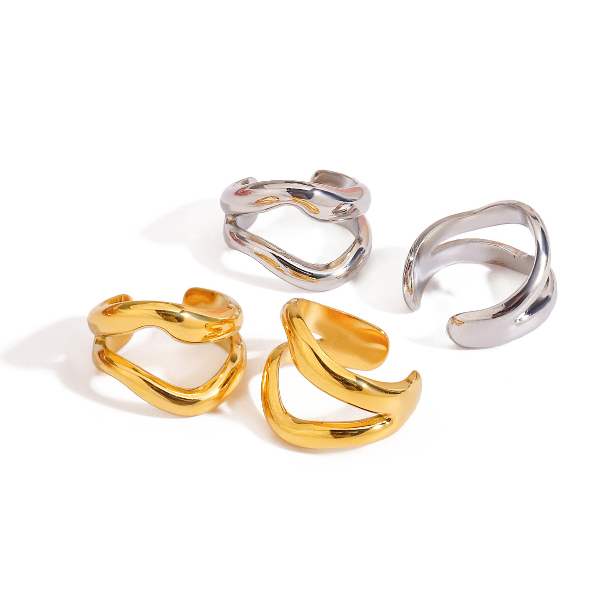 Wanxing Europa y América moderna galvanoplastia minimalista línea simple auriculares huecos de acero inoxidable transfronterizo versátil no se desvanece auriculares