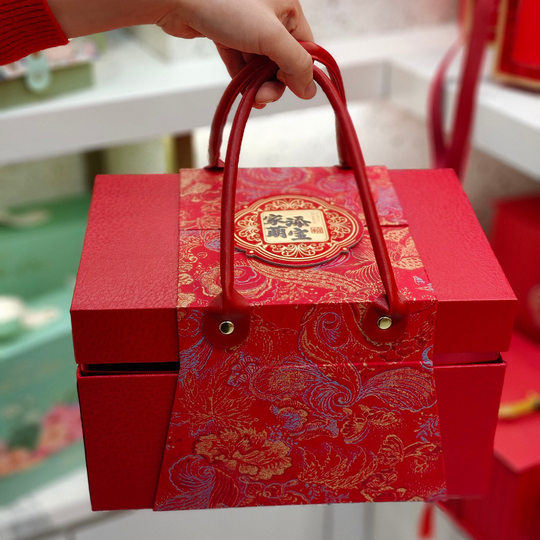 New Year Double-layer Accompanied Gift Box Leather Portable Box Wedding Birthday House Move Back Gift Box Large High-end Gift Empty Box