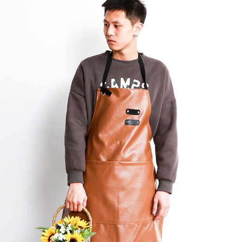 Apron work fashion PU home kitchen cooking men's and women's cake restaurant baking work clothes custom logo printing