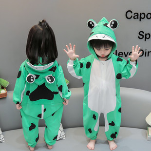 Girls Pure Cotton Jumpsuit, Baby Girl Home Clothes Sleeping Bag, Internet Celebrity Frog Crawling Suit, Baby Baby Anti-Cold Sleeping Bag