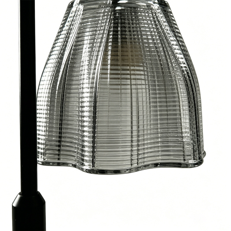 Retrógrado texturizado campana copa de vidrio base de madera campana lámpara de escritorio campana lámpara general image 3