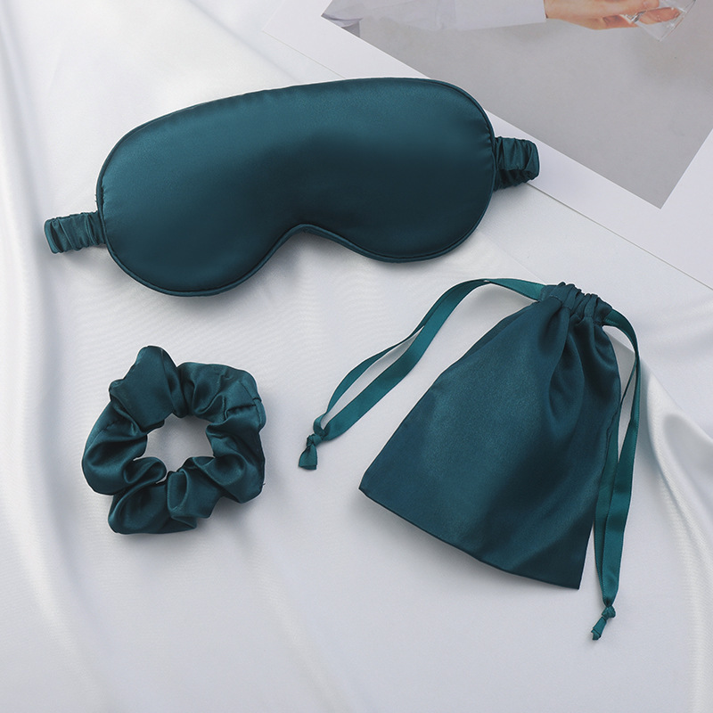 Simulación de seda para los ojos de tres piezas de anillo de cabello, bolsillo de banda de cabello, regalo de mano, almacenamiento portátil al aire libre, protección de ojos para dormir.