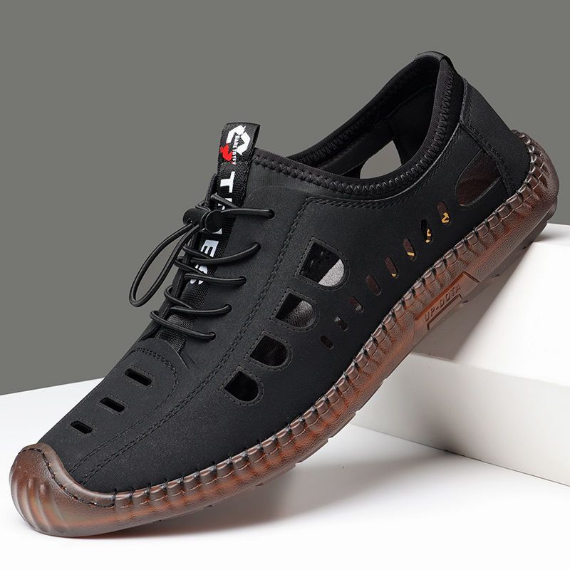 2023 nuevas sandalias de verano para hombre zapatos con agujeros huecos transpirables para hombre sandalias casuales de tendón de res para hombre