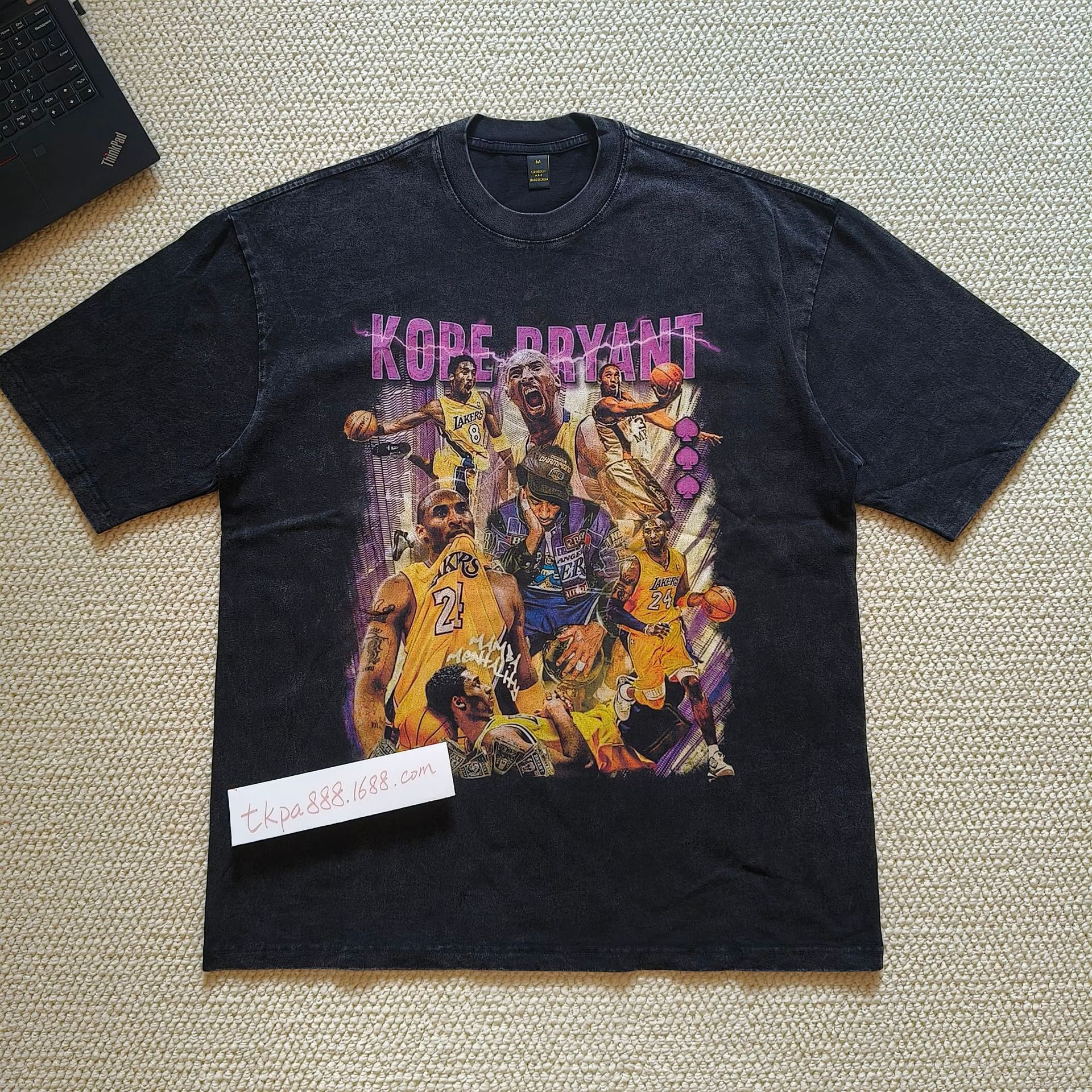 TKPA American star printed short-sleeved T-shirt street hip-hop trendy brand retro old washing heavy cotton T-shirt men