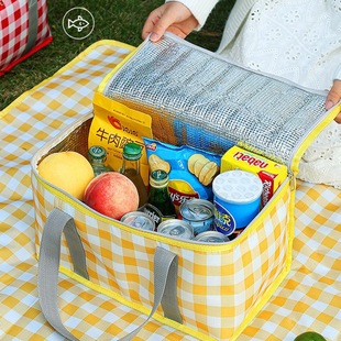 Insulated Box Large Capacity Picnic Bag Outdoor Thickened Aluminum Film Portable Picnic Basket Camping Foldable Picnic Basket