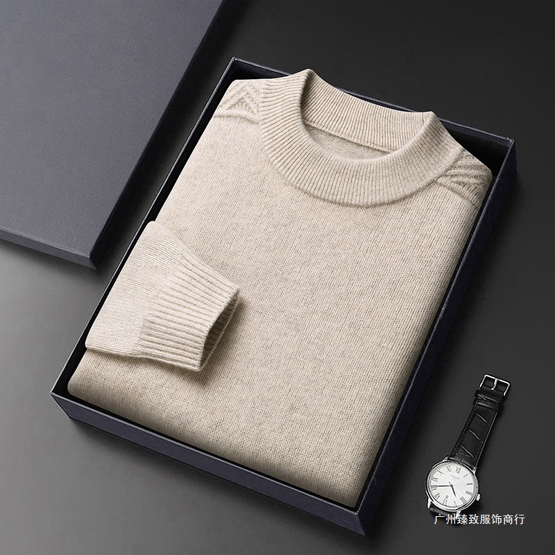 High-End Yak Cashmere Knitwear Men's Autumn and Winter New Half Turtleneck Warm Knitwear Fashionable Casual Thickeneded Knitwear