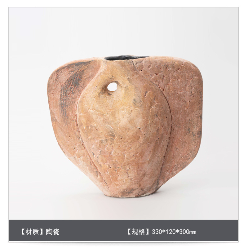 侘寂中古风星点陶瓷花瓶高级感桌面家居软装插花器复古装饰品摆件|undefined
