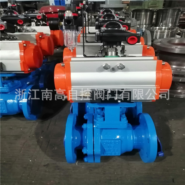 Q641F46-16P气动衬氟球阀 不锈钢法兰强酸碱切断阀DN50 100