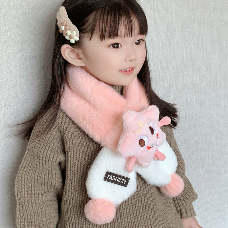 Children's demi-season cute keep warm cartoon windproof scarf, plush