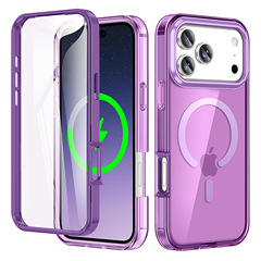 iPhone17ProMax用2-in-1磁気吸着式スマホケース、Apple16Pro透明15落下防止保護カバー