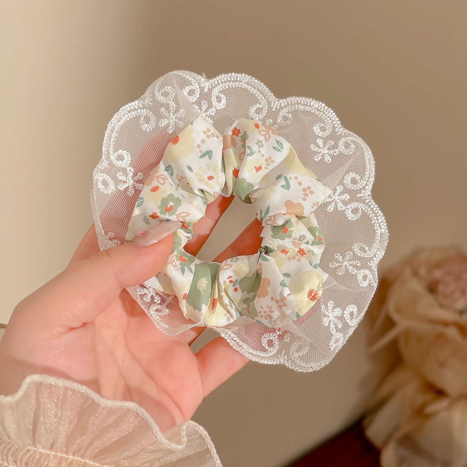 Anillo para el cabello de intestino grueso de gran tamaño coreano, bufanda cuadrada de alta calidad femenina, cuerda para el cabello, banda elástica y duradera, flor de viento perezosa