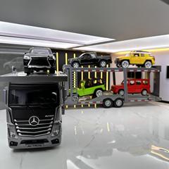 Hengteng 1:24 double-layer flatbed car Daben transporter alloy car model sound and light boy toy car model ornaments