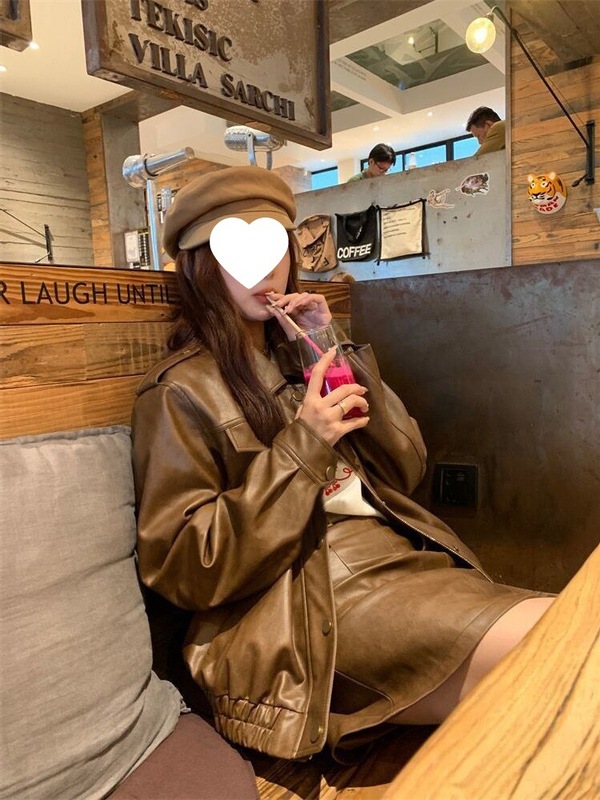 美式皮衣外套女短款2025春秋不裂皮百搭宽松机车皮夹克洋气直销|undefined